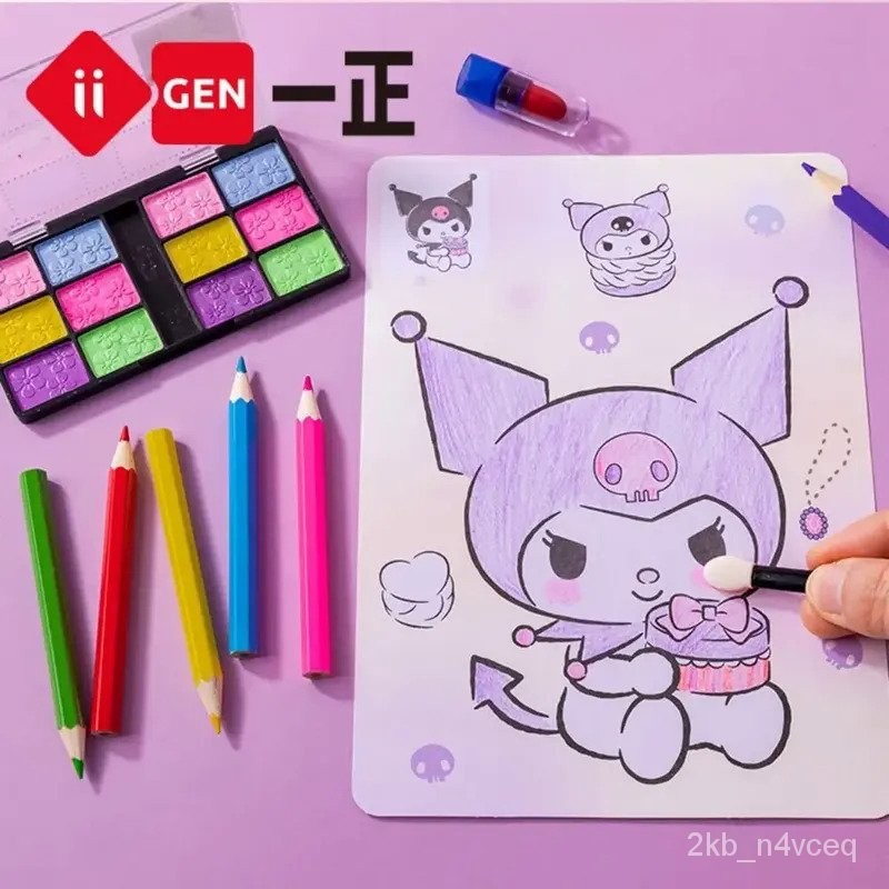 

Iigen Sanrio Family Beauty Makeup Color Painting Color Filling Book Girl Makeup Toy Kuromi Melody Stationery Set 1ZQH