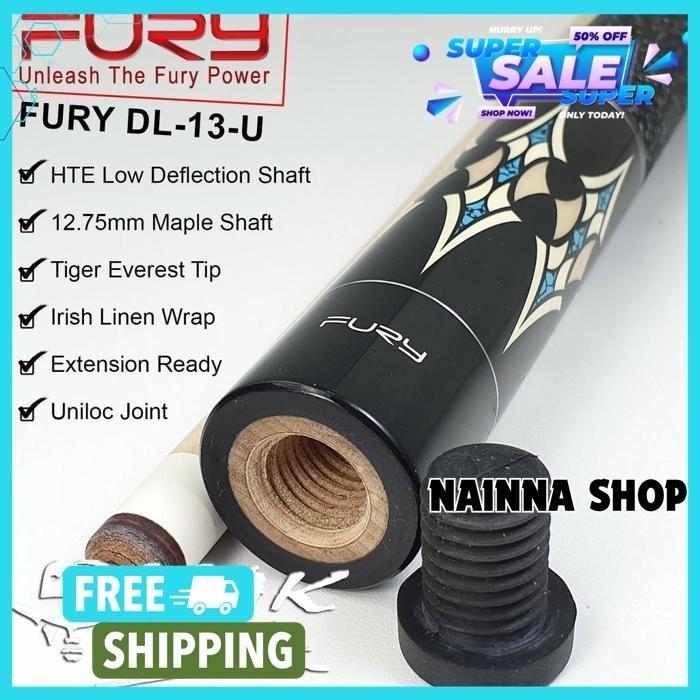 FURY DL-13-U CUE - UNILOC BILLIARD POOL STICK BILIAR STIK FURI UNILOCK BILYAR MURAH MERIAH