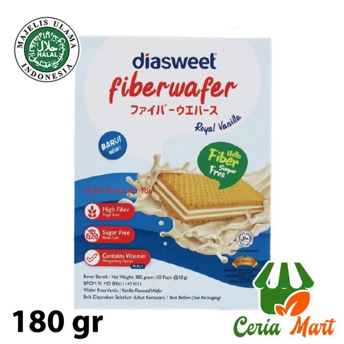 

MURAH Snack Diabetes Fiber Wafer Vanilla Diet Bebas Gula 180 gr Sugar Free