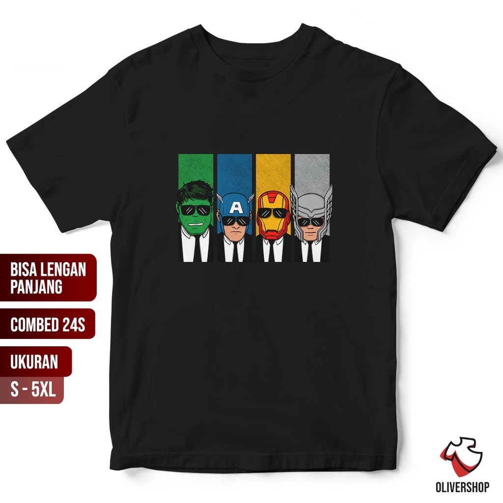 Baju Kaos AVENGERS Hulk Captain America Iron man Thor - MARVEL - PREMIUM combed 24s baju kaos t shir
