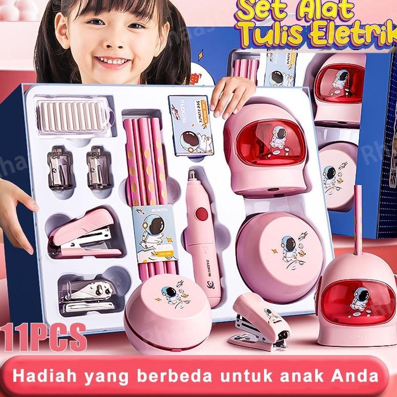 

To94 Rhaast Electric Stationery Set / Set Alat Tulis Elektronik Rautan Penghapus Vacuum Pencil 11 In 1/Set Alat Tulis Elektronik Belajar Anak Perempuan Kado Hemat