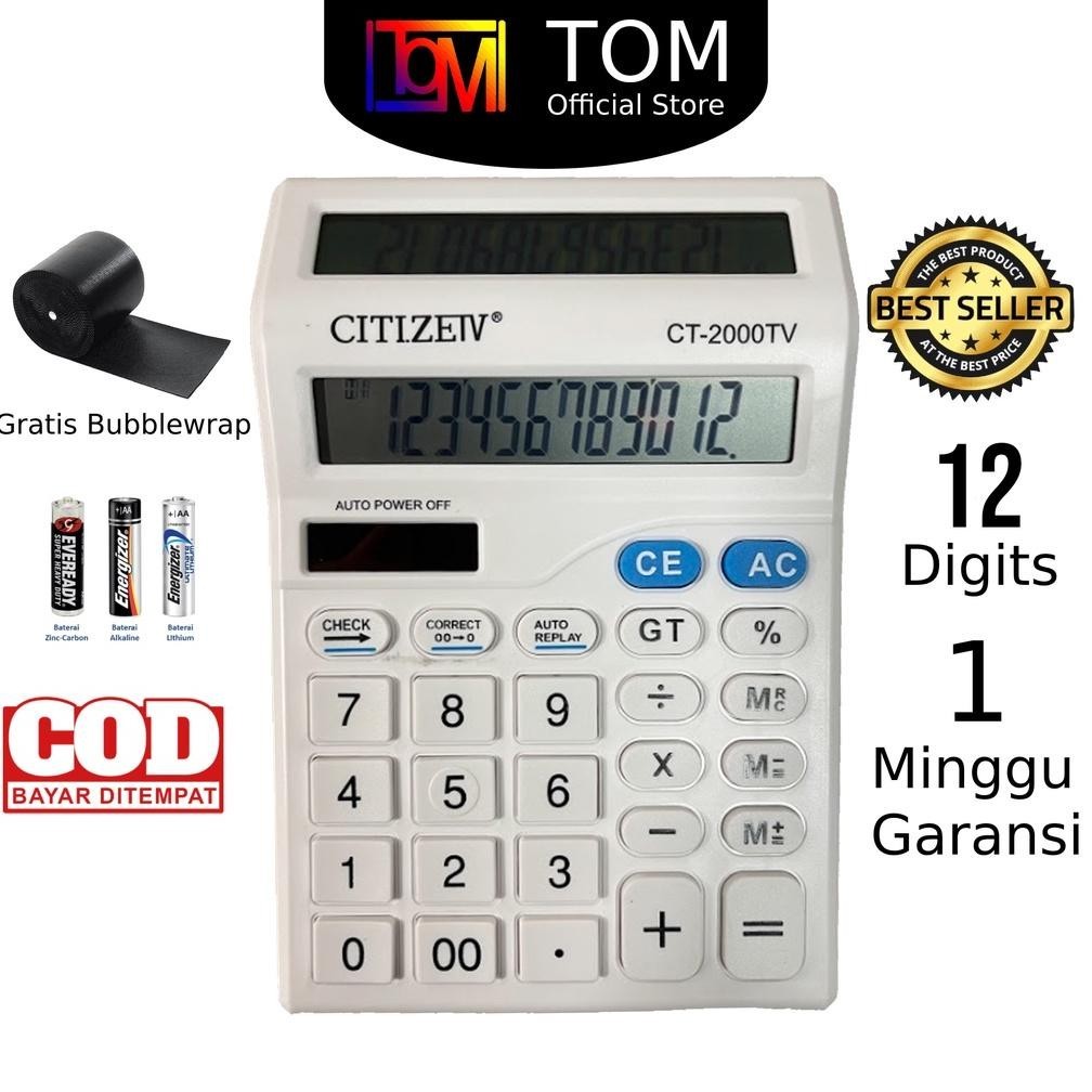 

PJ24 Kalkulator 2 Layar CT-2000TV 12 Digit - Calculator Check Dual 2 Power Hemat