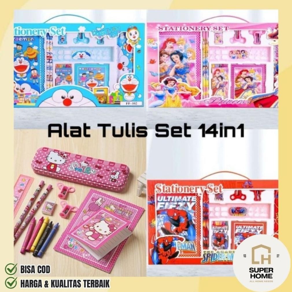 

Promo Meriah Stationary Alat Tulis Set 14 in 1 / Paket Alat Tulis Anak Motif Kartun Karakter Lucu Berkualitas