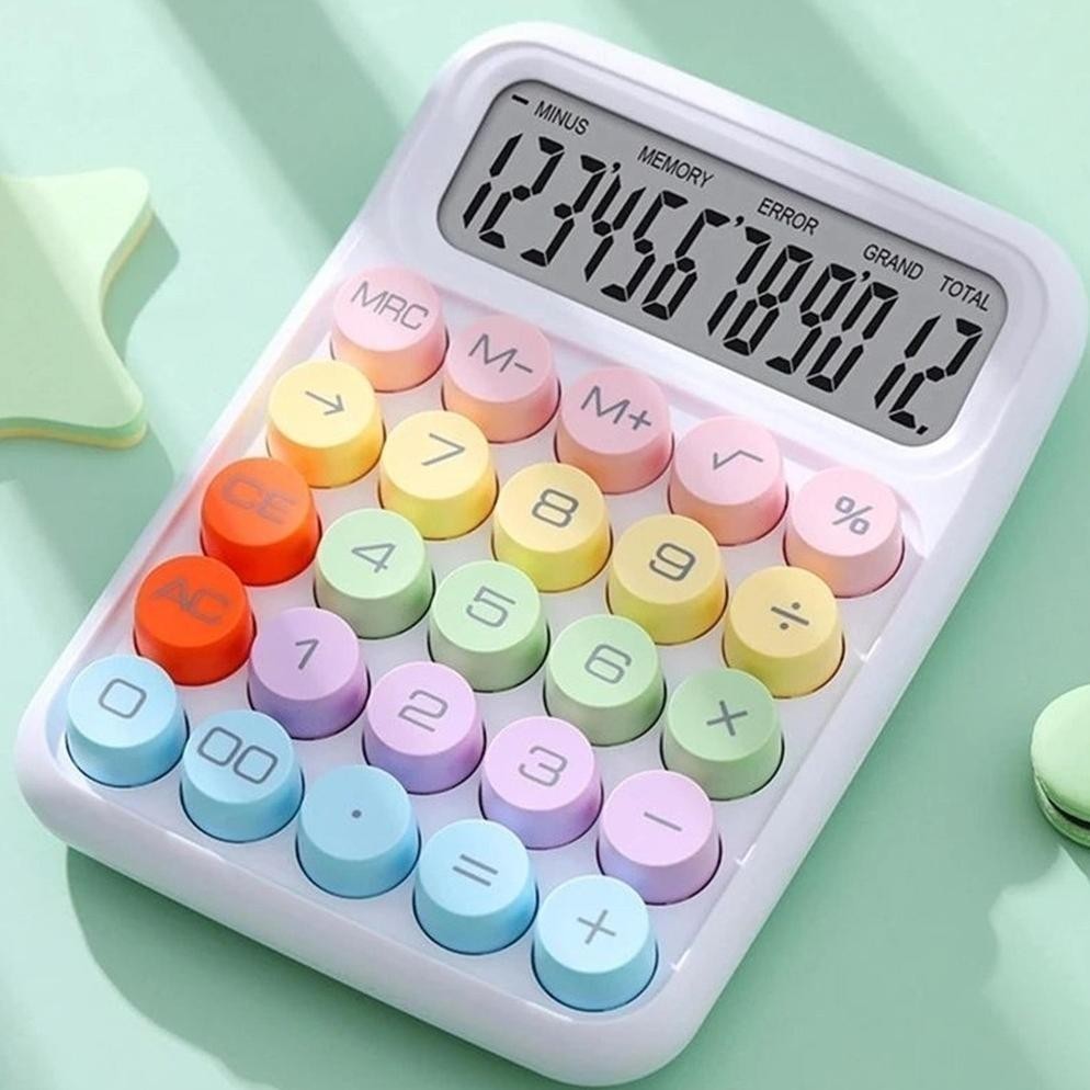 

see-97 (PE 817M) Kalkulator Calculator Keyboard Boba Dot Fancy Warna Soft Pastel merk Perisai Viral