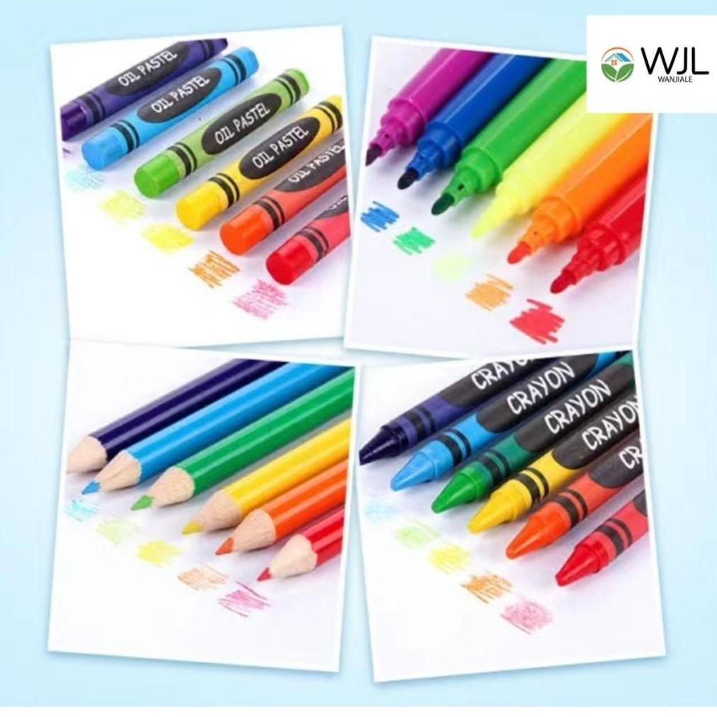 

gjk-25 WANJIALE PALING LENGKAP Crayon Anak Pengasah 208pcs Set Alat Menggambar Melukis Anak-anak Crayon Cat Air Pensil Alat Lukis Set Hemat