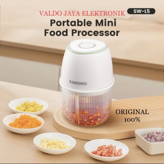 Samono Mini Food Processor Sw-L5 Choper Mini Blender Bumbu Charge