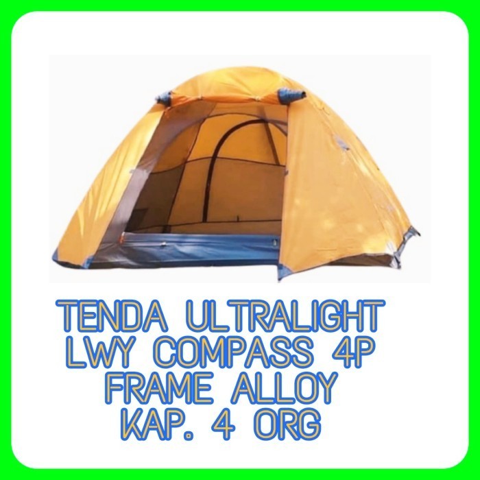 {DianShop} tenda camping lwy compass 4p double layer frame alloy - Orange Berkualitas