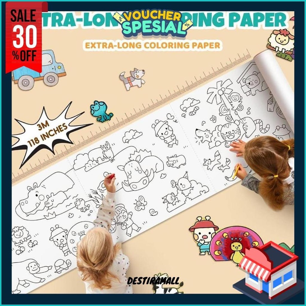 

(Dyi) 3 Meter Graffiti Scroll Kertas Mewarnai Jumbo Anak (Ready|Cod|Murah)