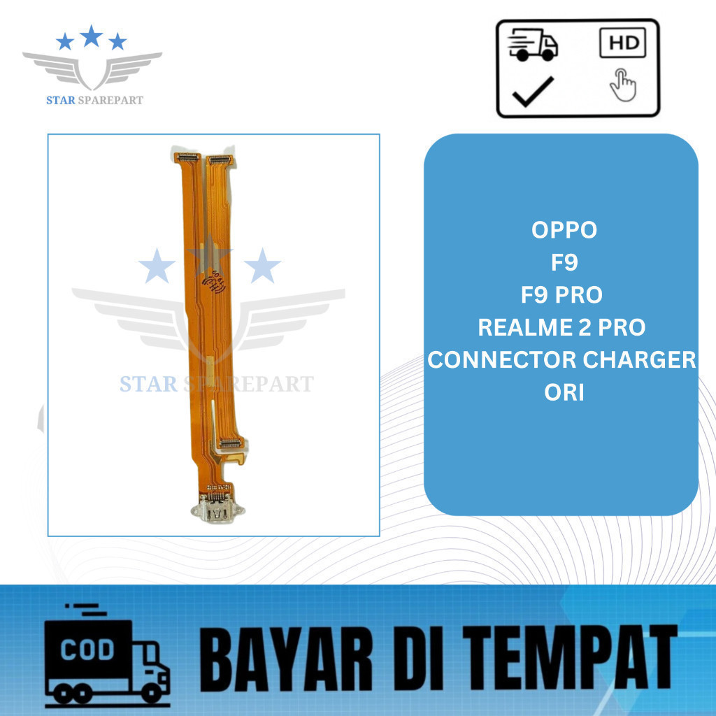 FLEXIBEL OPPO F9 / F9 PRO / REALME 2 PRO + CONNECTOR CHARGER ORI