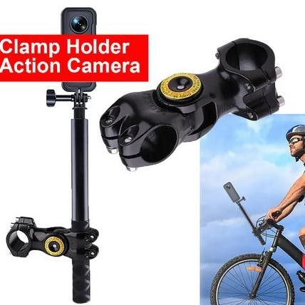 CLAMP HOLDER ACTION CAM CAMERA KAMERA KLEM BRACKET STIK MONOPOD TONGSIS STANG MOTOR SEPEDA GOPRO YIC