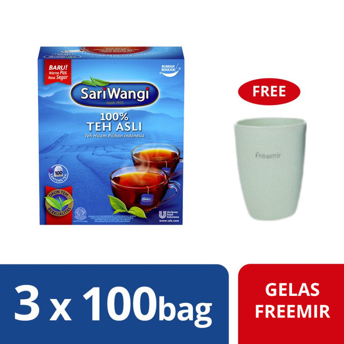 

Secrenada - Sariwangi Asli Tea Bag 100 (X3) Free Gelas Freemir