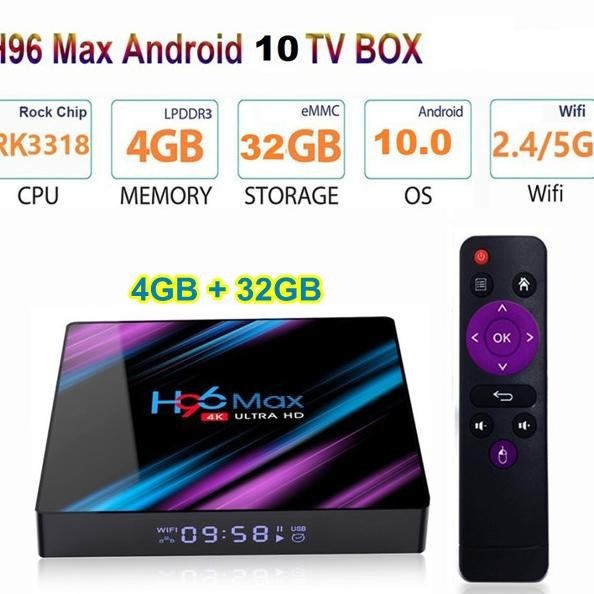 Android Tv Box H96 Max Rk3318 Stb Set Top Box Ram 4Gb Rom 32Gb 4/32