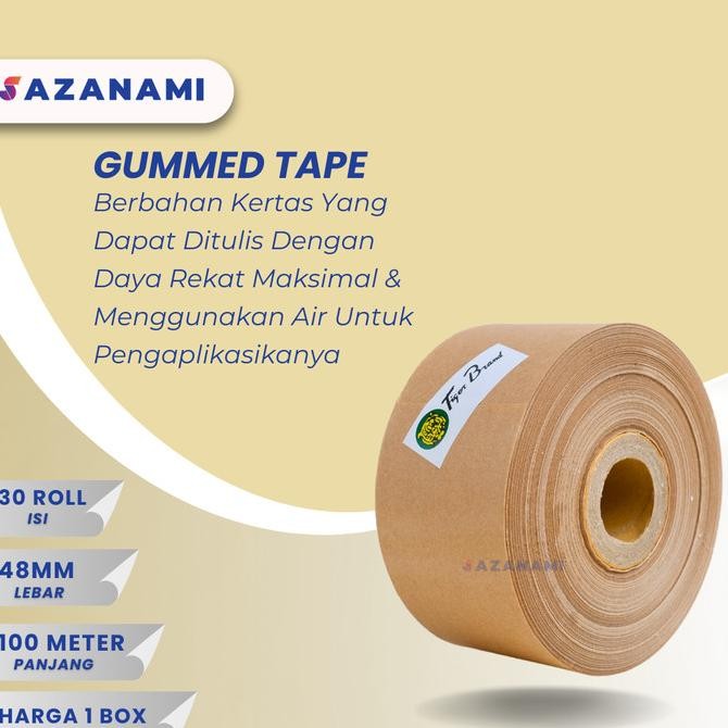 

Murah 1 BOX GUMMED TAPE 2" x 100M Gummed paper craft Tape Tiger LAKBAN AIR saz4 dijamin