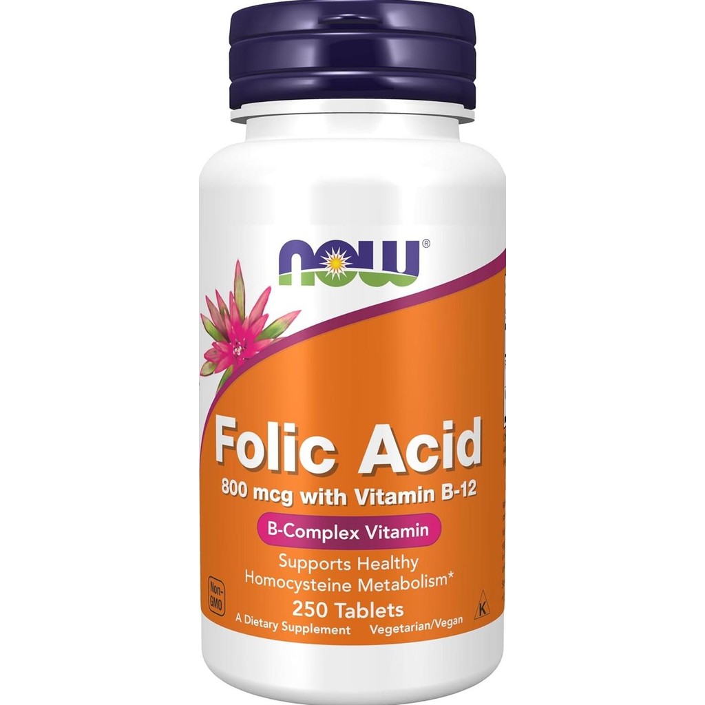 _ - original Now Foods Folic Acid 800mg 250 Capsules Vitamin B12 B-12 B-Complex