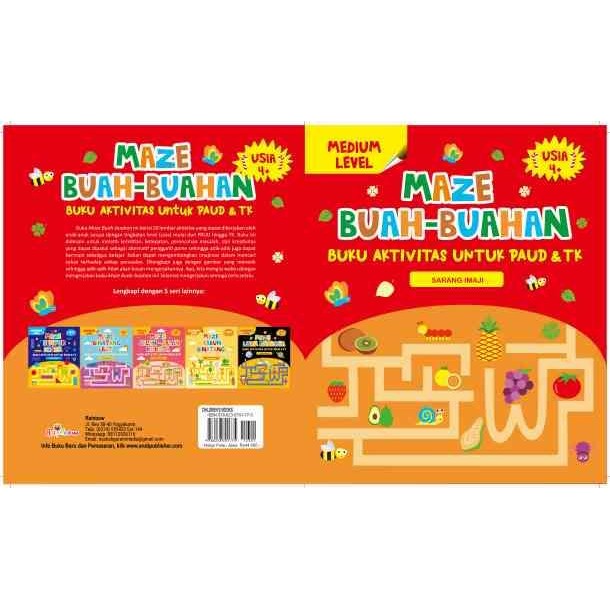 Maze Buah-Buahan, Buku Aktivitas untuk PAUD & TK