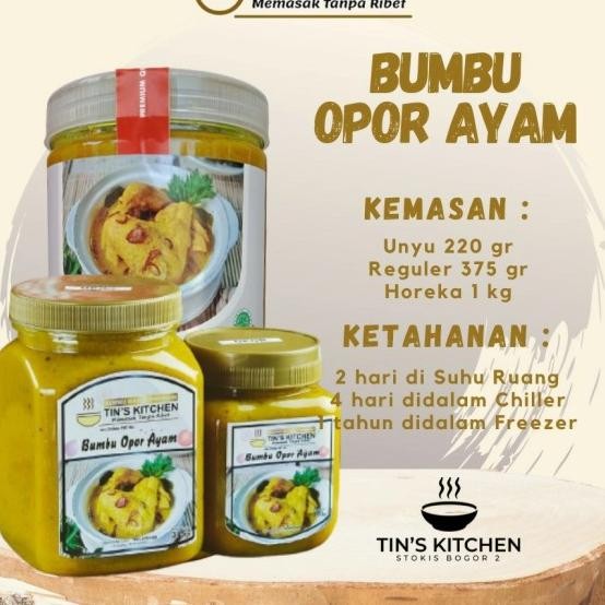 

Bumbu Opor Instan Tin'S Kitchen Unyu 220Gr, Homemade,