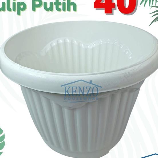 Pot Tulip Tanaman Hias Pot Bunga Bulat Plastik Besar Hitam Putih 40