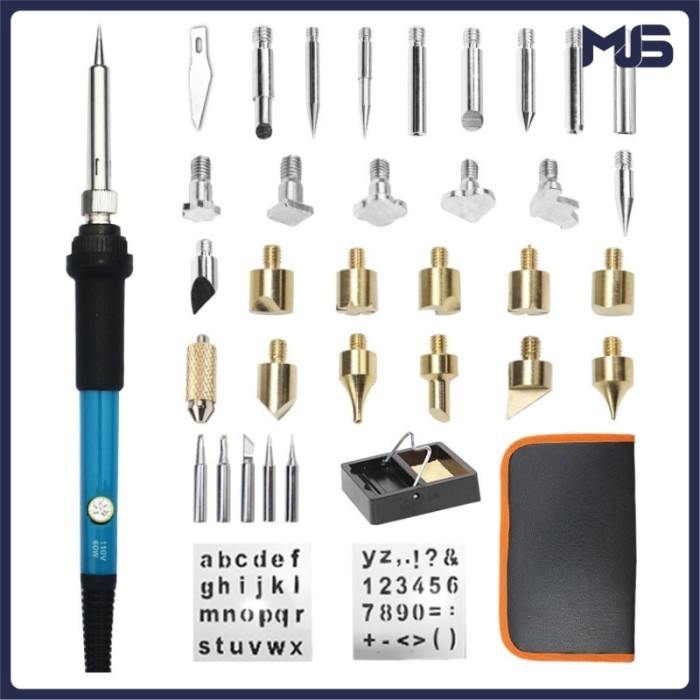 

Azalia Solder Alat Lukis Wood Burning Pen Pyrography 37 Set - Multi Warna