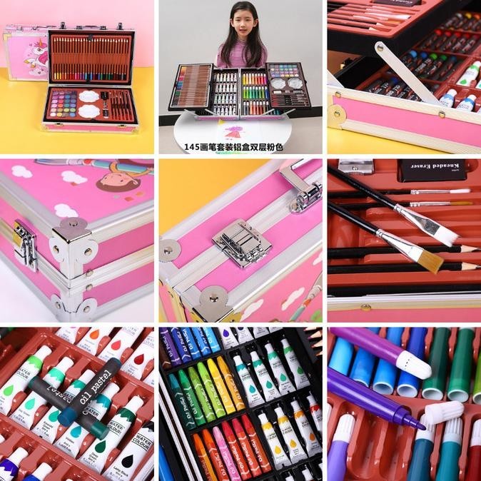 

Azalia Set Alat Lukis Anak 145Pcs Model Koper Jinjing Import Alat Menggambar