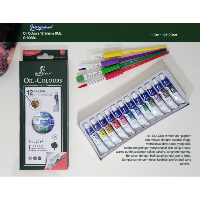 

%$%$%$%$] oil color 12 warna 6 ml giorgione cat minyak set pabriknya vtec