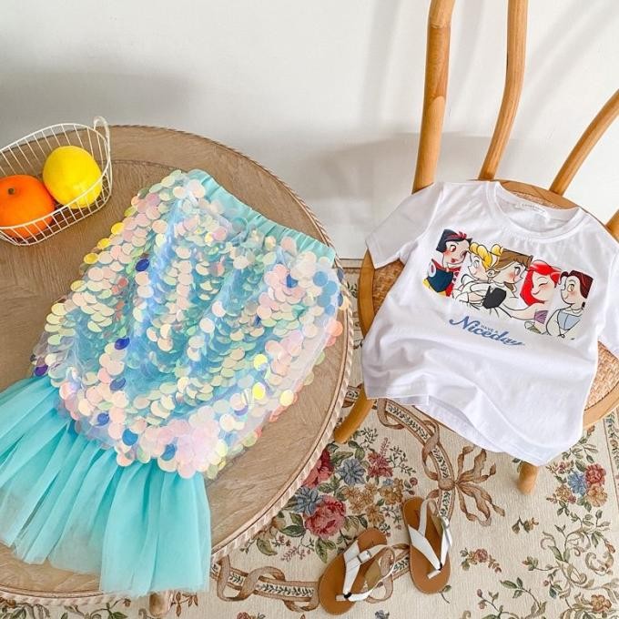 Mermaid Sprinkle Set | Rok Mermaid Anak Perempuan | Baju Princess Anak AS01