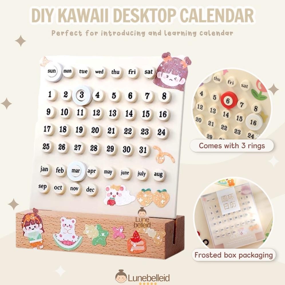 

ty-35 DIY Kawaii Desktop Calendar / Kalender Meja Belajar / Hadiah Kado Natal Anak Premium