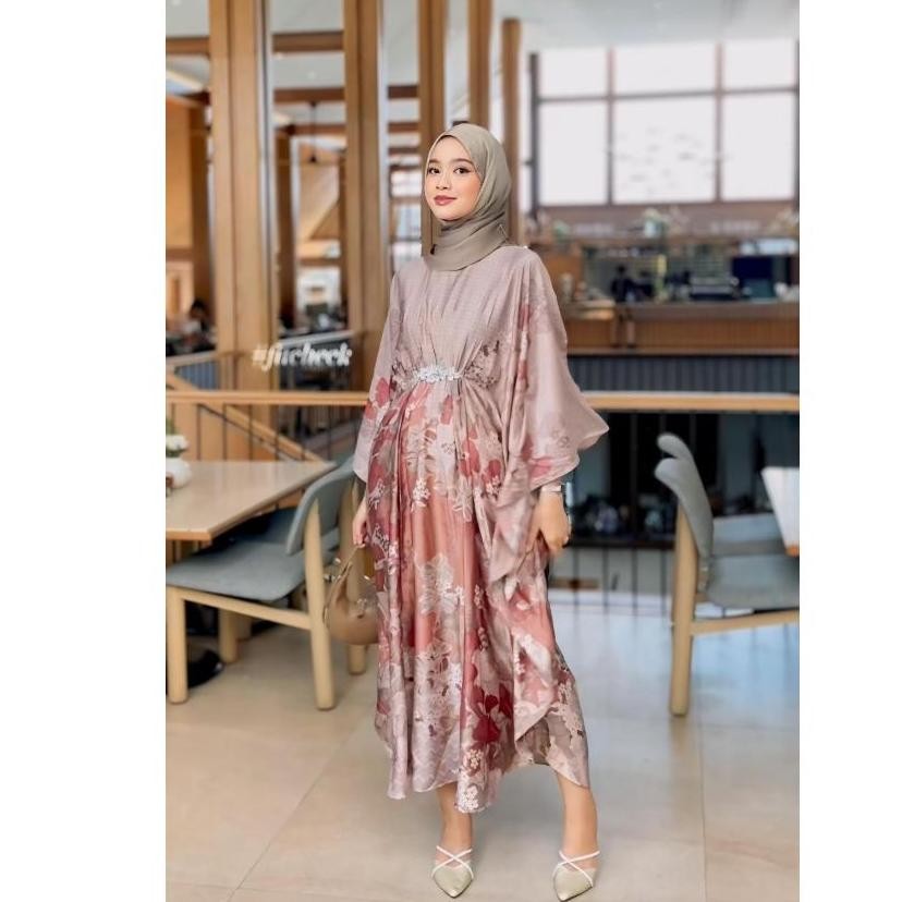 Gamis Kaftan Pesta Mewah Humairaa Lebaran Baju Motif Lebaran Satin Dress Kondangan