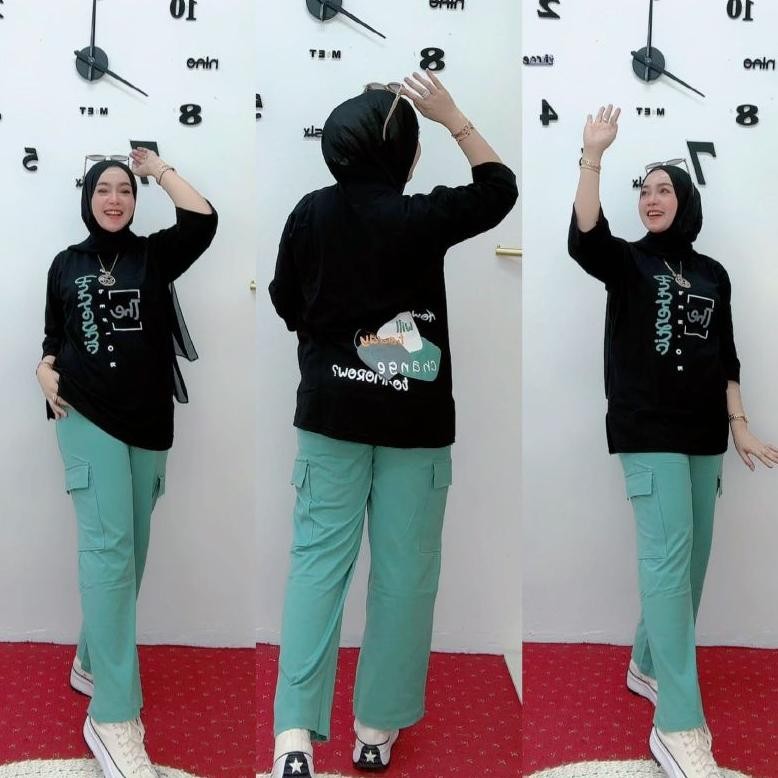 Setelan Celana Wanita Setelan Cargo Setcel Wanita Nabil Gambar Setelan Kaos Dan Celana Cargo