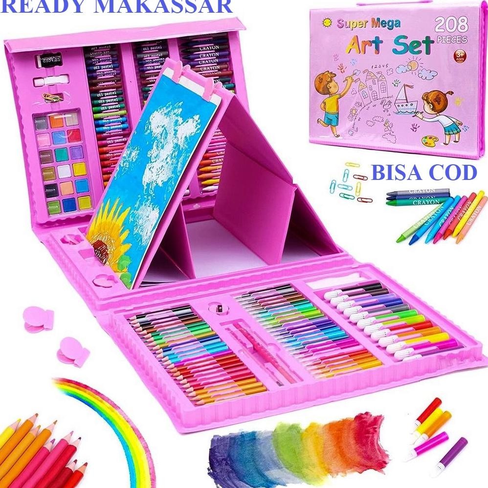 

gf-5 KOMPLIT! ALAT MENGGAMBAR MEWARNAI ANAK / PENSIL WARNA KRAYON ANAK - MEGA ART 208 PCS - KADO ULTAH Premium