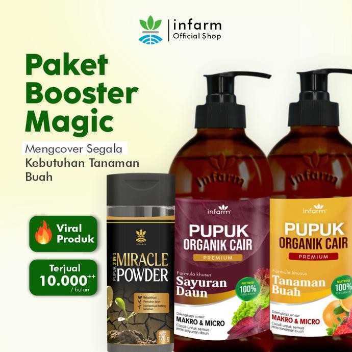 DISKON INFARM - Paket Pupuk POC Buah, POC Sayur, Miracle Powder