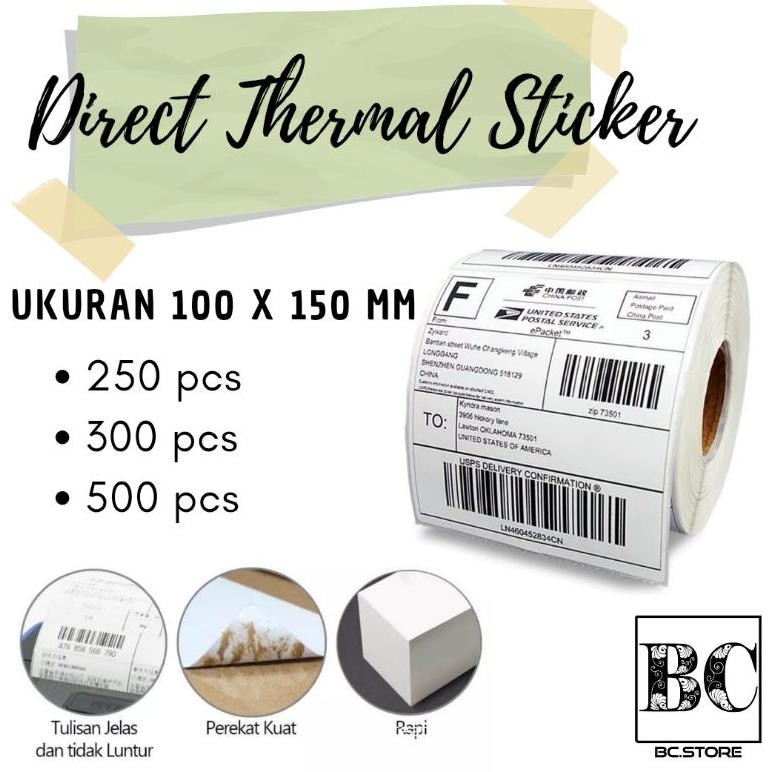 

nl-8 Kertas Thermal Sticker/Label sticker thermal 100 x 150 MM Barcode UK A6 Murah Original