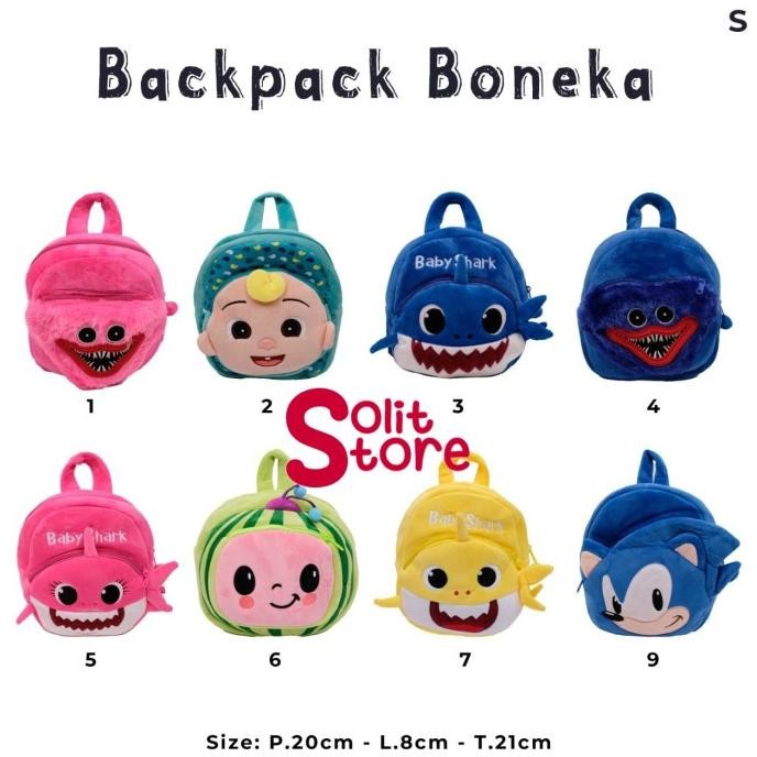 BIG SALE TAS RANSEL BONEKA BABY SHARK HUGGY WUGGY MELON SONIC BABY JJ 
