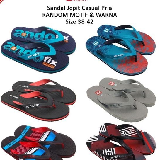 Ando 01 Sandal Jepit Casual Pria Random Motif & Warna Size 38-42