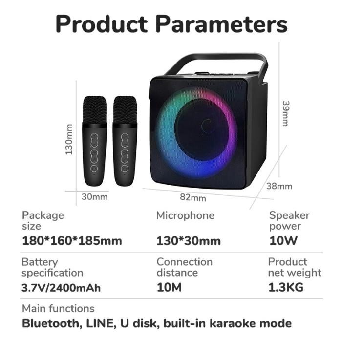 Sdrd Sd 508 Speaker Karaoke Bluetooth 2 Mic Karaoke Wireless