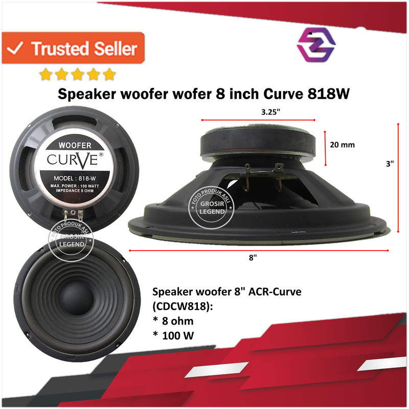 Speaker woofer wofer 8 inch Curve 818W