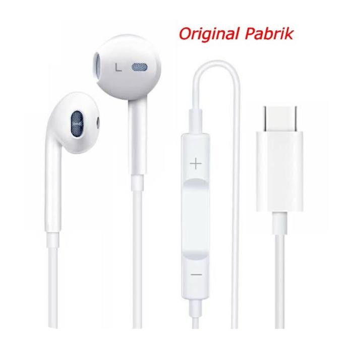 Headset Earphone Handsfree Iphone 15 Pro Max USB-C Original Pabrik