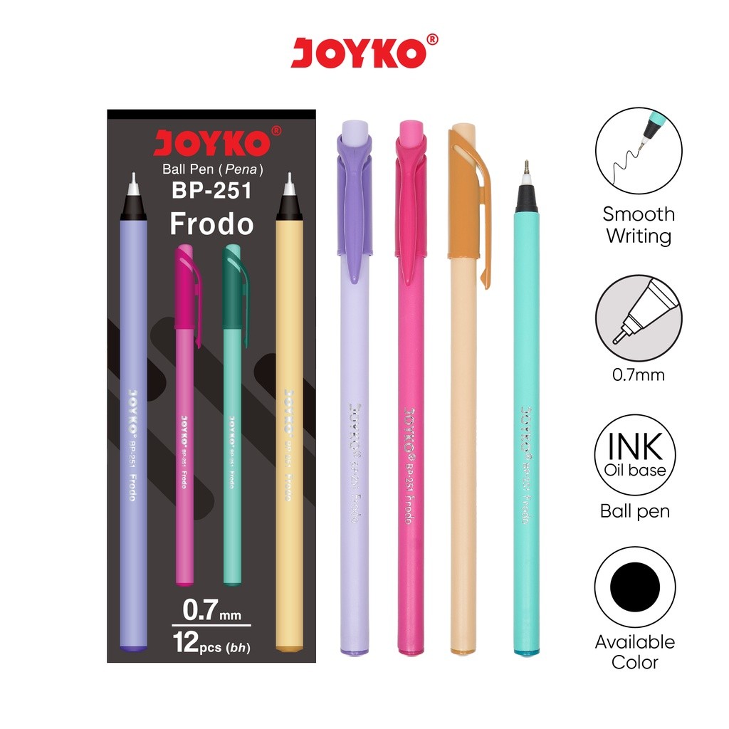 

Ball Pen Pulpen Pena Joyko Bp-251 Frodo 0.7 Mm 1 Box 12 Pcs