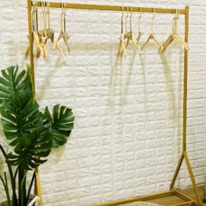 Gawang besi pajangan baju full kotak gold