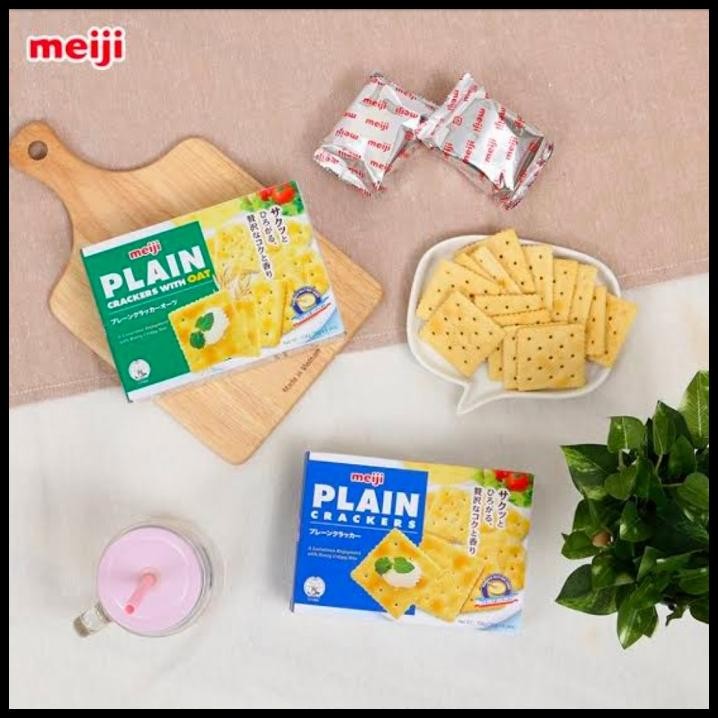 

Meiji Plain Crackers With Oat Japanese Krekers Plain & Oat Impor 104G