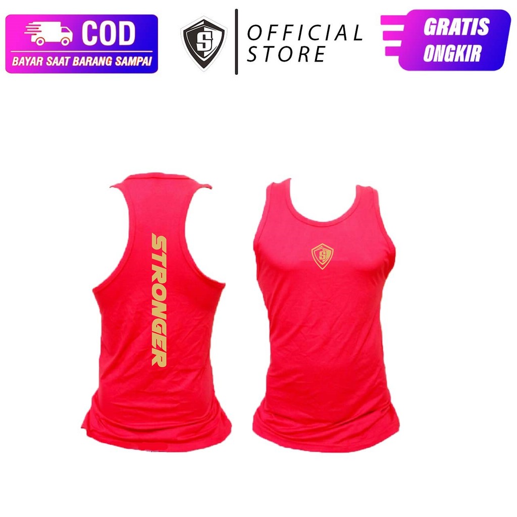 Baju Singlet Gym Fitnes Cowok Siladamas Stronger Elastis