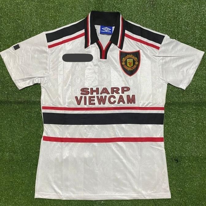 JERSEY BOLA RETRO MANCHESTER UNITED MU AWAY SHARP VIEWCAM 1997 1999