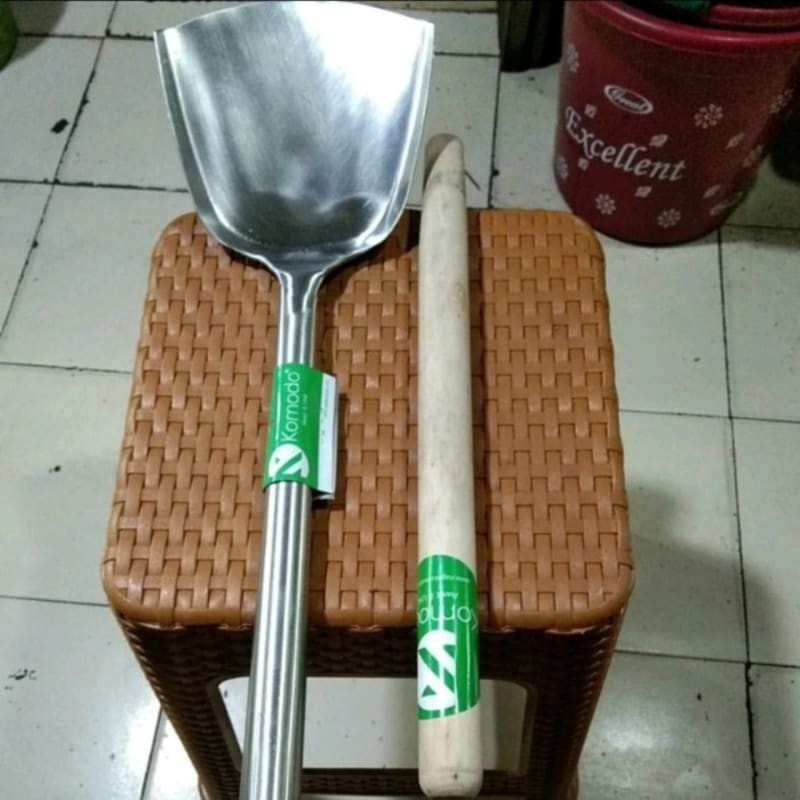 Sodet Jumbo Komodo/ Sodet Besar gagang kayu komodo Stainless Original