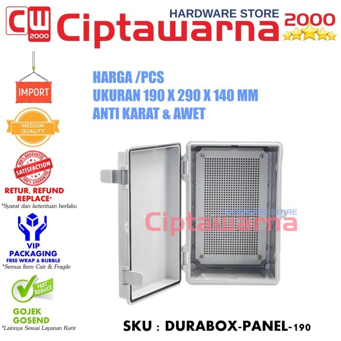 Box Panel Plastik Listrik 190X290X140Mm Junction Base Plate Durabox