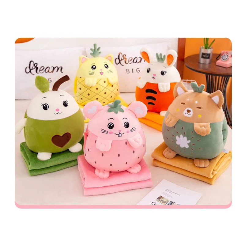 Selimut Boneka Balmut boneka bantal selimut boneka bahan halus lembut import karakter buah