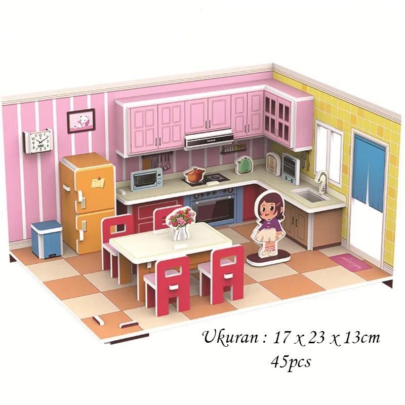 murah DIY 3D Foam Puzzle Mainan Edukasi Anak Miniatur Interior Rumah Rumahan Bongkar Pasang BP