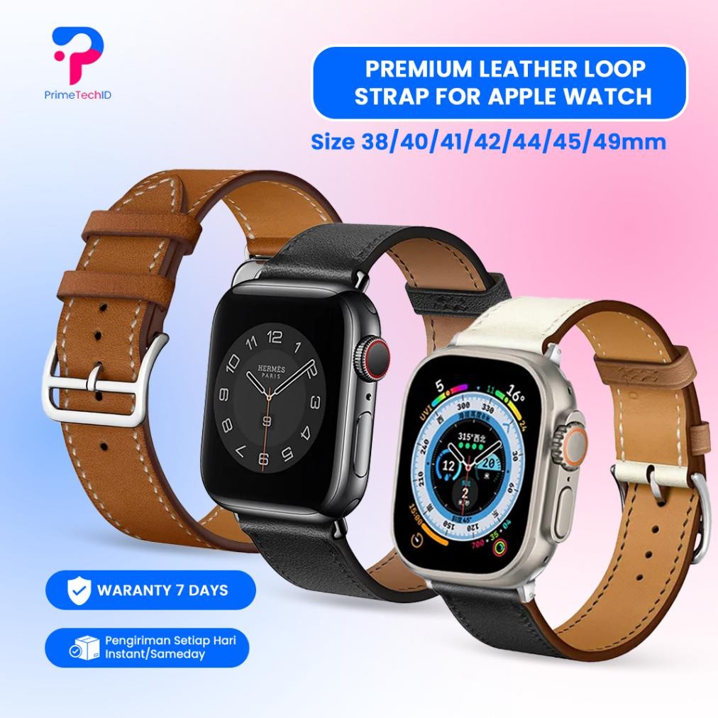 PROMO  Strap B untuk Apple Watch IWO HW 38 40 42 44 41 45 49mm Tali Jam Tangan Strap KULIT PREMIUM l