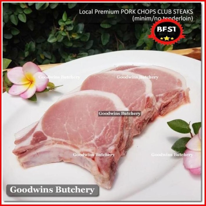 

500G 2Pcs Pork Chop Skin Off Club Steak 3/4" 2Cm Local Premium Best