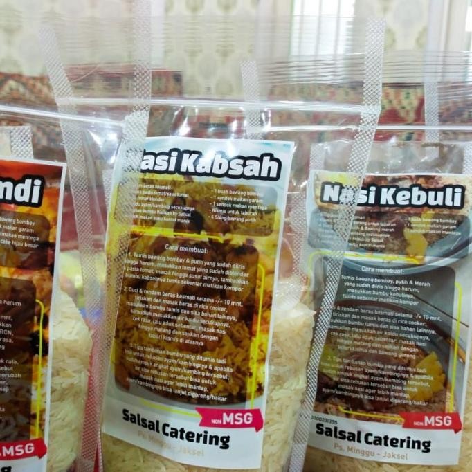 

Paket Instan Beras Basmati 500gr Plus Bumbu dan Kismis kebuli kabsah TA