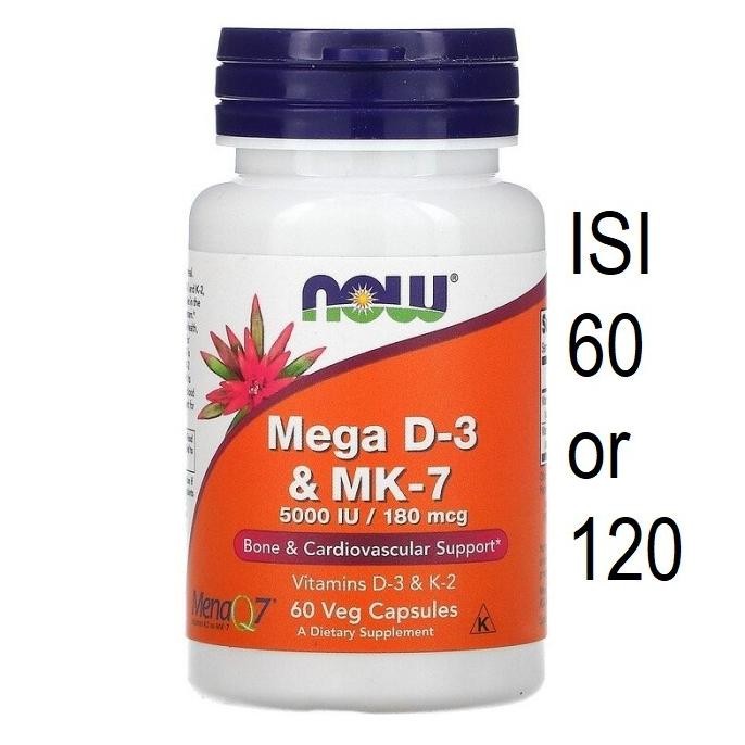 Now Mega D-3 MK-7 5000 iu D3 K2 MK7 D-3 K-2 5000iu 60cap __Nasara