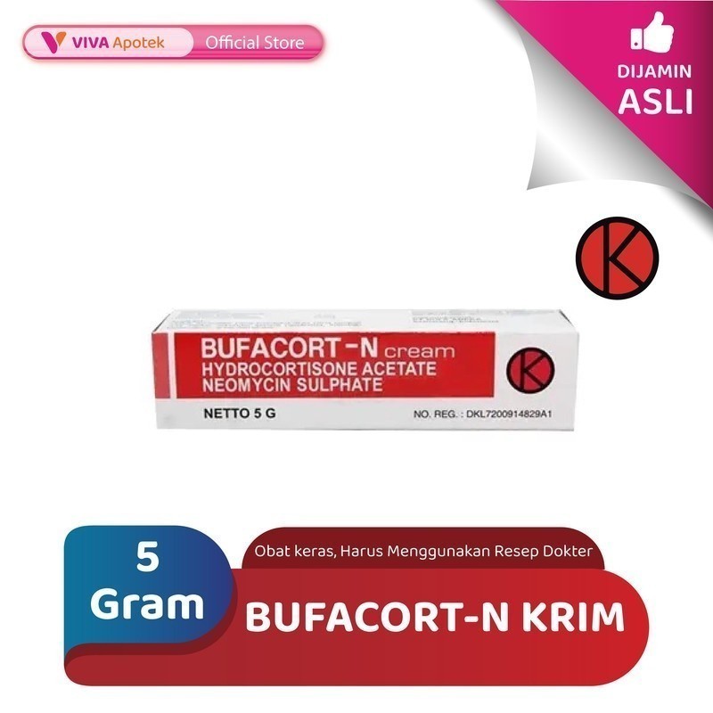 Bufacort-N Krim / Infeksi Kulit / Gatal / Peradangan (5 Gram)